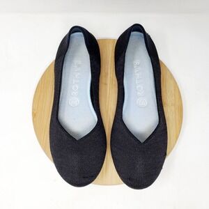 Rothys The Merino Flats Shoes Womens 8.5 Black Knit Round Toe Slip On WORN